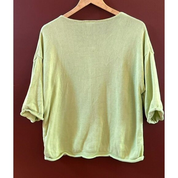 Chava Comfort Green Button Up Cardigan Size M/L 3/4 Length Sleeve - Picture 3 of 3